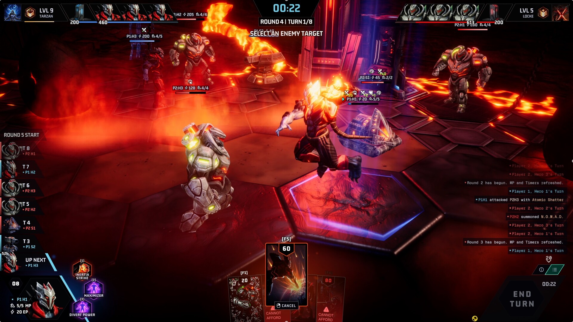 Arena Tactics battle in a lava arena